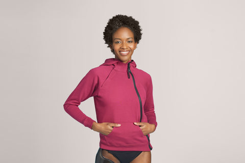 Plum Adaptive Hoodie from Slick Chicks, offering comfort and easy wear.