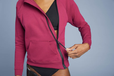 Plum Adaptive Hoodie from Slick Chicks, offering comfort and easy wear.