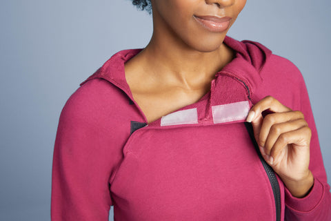 Plum Adaptive Hoodie from Slick Chicks, offering comfort and easy wear.